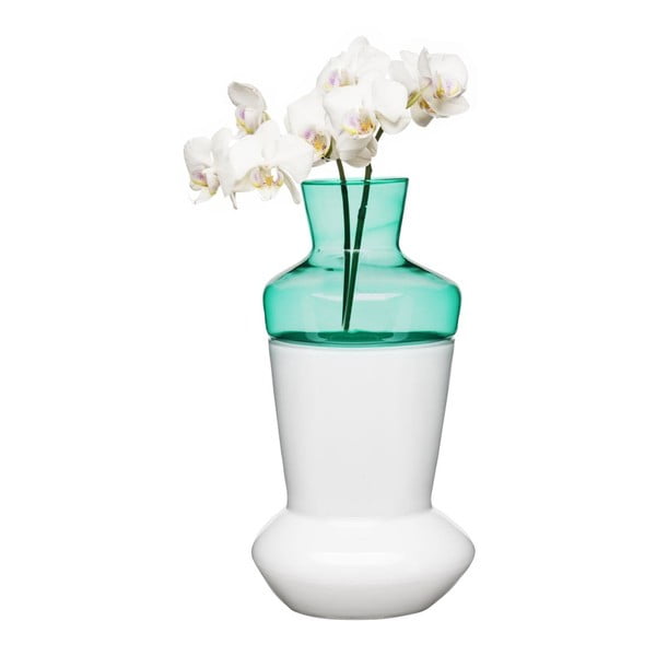 Dviejų dalių balta-turkio spalvos vaza "Sagaform Duo