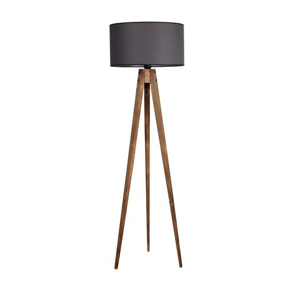 Juodos spalvos/rudos spalvos pastatomas šviestuvas (aukštis 153 cm) su tekstiliniu gaubtu Tripod – Opviq lights