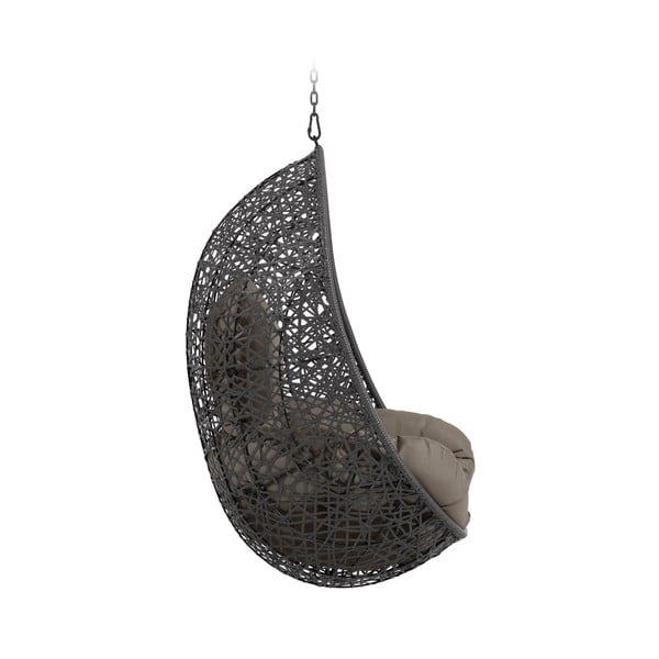 Sodo pakabinamas krėslas tamsiai pilkos spalvos dirbtinis rotangas Florina – Kave Home-image-2
