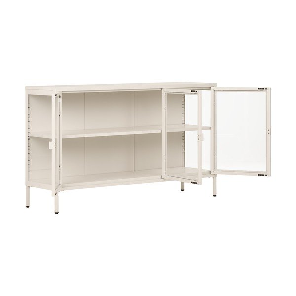 Kreminės spalvos iš plieno vitrina 140x85x40 cm Brisbane – House Nordic-image-3