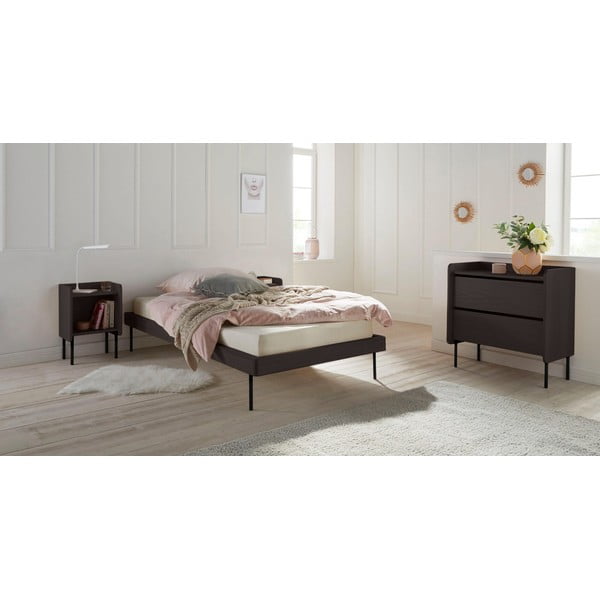 Aukšta šoninė spintelė juodos spalvos iš ąžuolo 80x82 cm Wrap – Bonami Selection-image-1