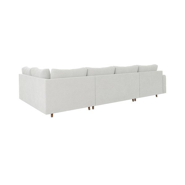 Baltos spalvos iš boucle kampinė sofa (su kairiuoju kampu/„U“ formos) Ariella – Ropez-image-2
