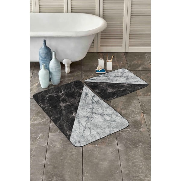 Juodai balti vonios kambario kilimėliai, 2 vnt., 60x100 cm - Mila Home-image-3