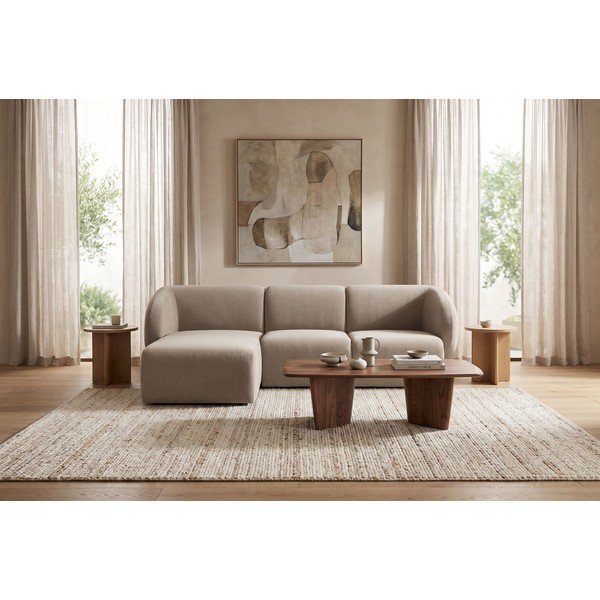 Šviesiai rudos spalvos kampinė sofa iš šenilinio audinio (su kairiuoju kampu/su gultu) Lani – Makamii-image-3
