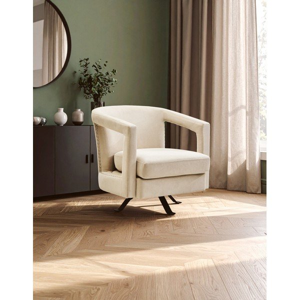 Smėlio spalvos pasukamas krėslas iš velveto Hestia – Premier Housewares-image-2
