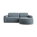 Pilkai mėlynos spalvos iš šenilinio audinio kampinė sofa (su dešiniuoju kampu/su gultu) Omao – Makamii