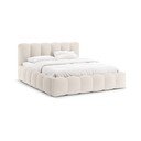 Dvigulė lova kreminės spalvos audiniu dengta su sandėliavimo vieta su lovos grotelėmis 180x200 cm Lupine – Micadoni 