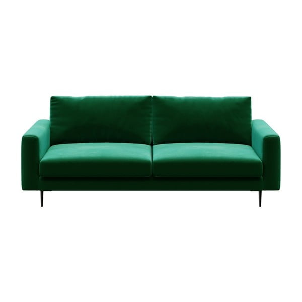Tamsiai žalia aksominė sofa Devichy Levie, 222 cm