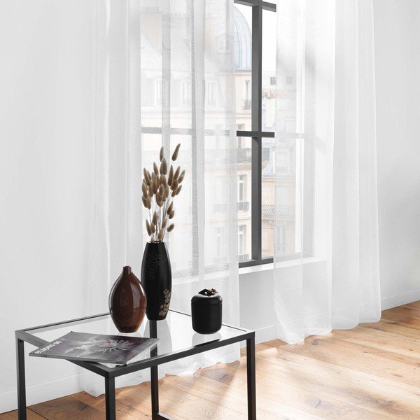 Baltos spalvos iš šydo permatoma užuolaida 140x240 cm Lissea – douceur d'intérieur-image-2