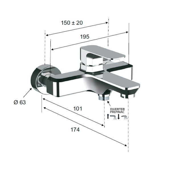 Voniai čiaupas baltos spalvos prie sienos (su 2 lizdais) Spy – Sapho-image-2