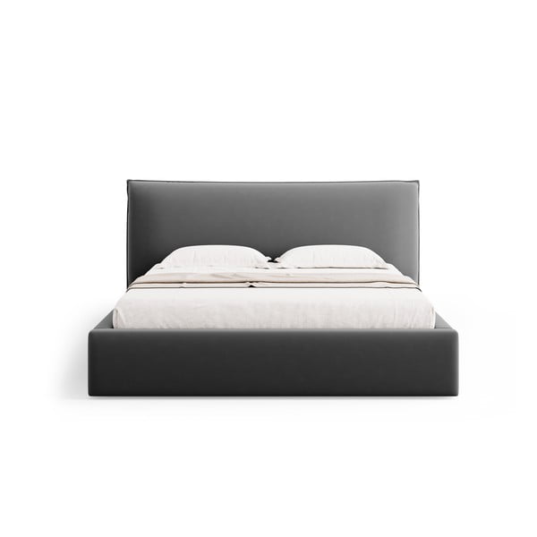 Dvigulė lova tamsiai pilkos spalvos audiniu dengta su sandėliavimo vieta su lovos grotelėmis 180x200 cm Elio – Milo Casa-image-3