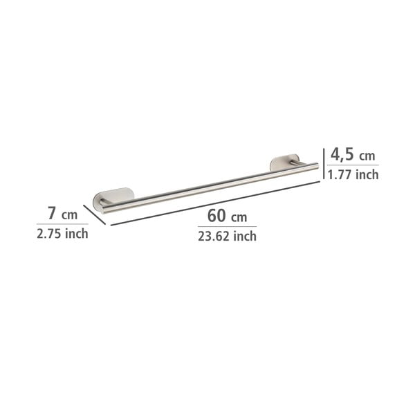 Klijuojamas iš nerūdijančio plieno rankšluosčio laikiklis matinės sidabrinės spalvos Orea Uno – Wenko-image-4