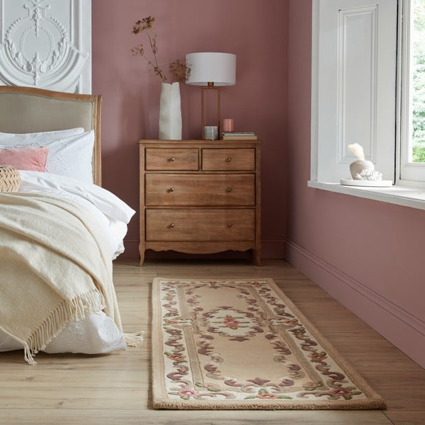 Smėlio spalvos vilnonis kilimėlis FlairRug Aubusson, 67 x 210 cm-image-1