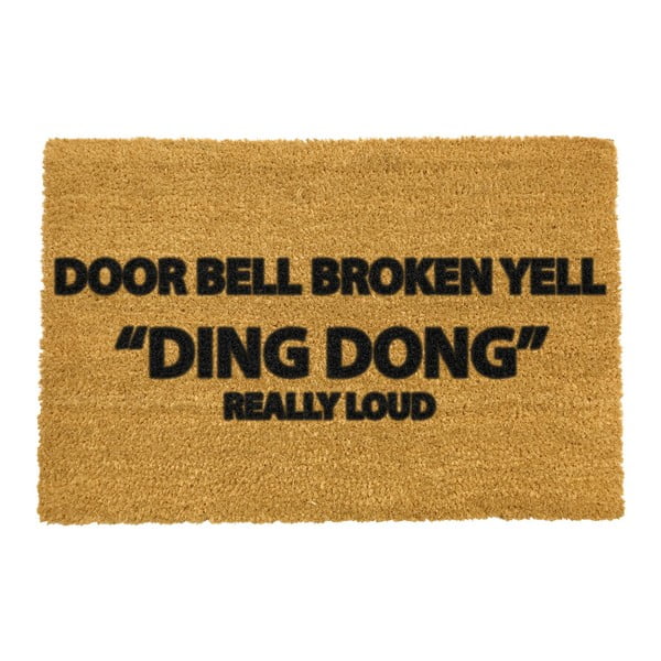 Natūralaus pluošto kilimėlis Artsy Doormats Yell Ding Dong, 40 x 60 cm