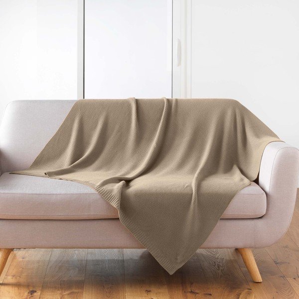 Megzta antklodė ir pledas 125x150 cm Tricotine – douceur d'intérieur-image-1