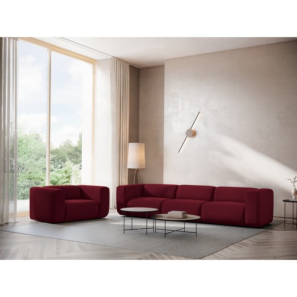 Bordo spalvos iš velveto sofa 319 cm Ekahi – Makamii-image-1