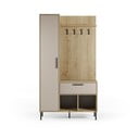 Koridoriaus baldas kreminės spalvos/natūralios spalvos iš ąžuolo 108x195x35 cm Heidy – Marckeric