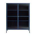 Mėlynos spalvos metalinė vitrina Unique Furniture Bronco, aukštis 140 cm