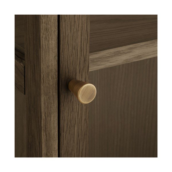 Tamsiai rudos spalvos pakabinama vitrina iš ąžuolo 40x60x20 cm Zamora – House Nordic-image-4