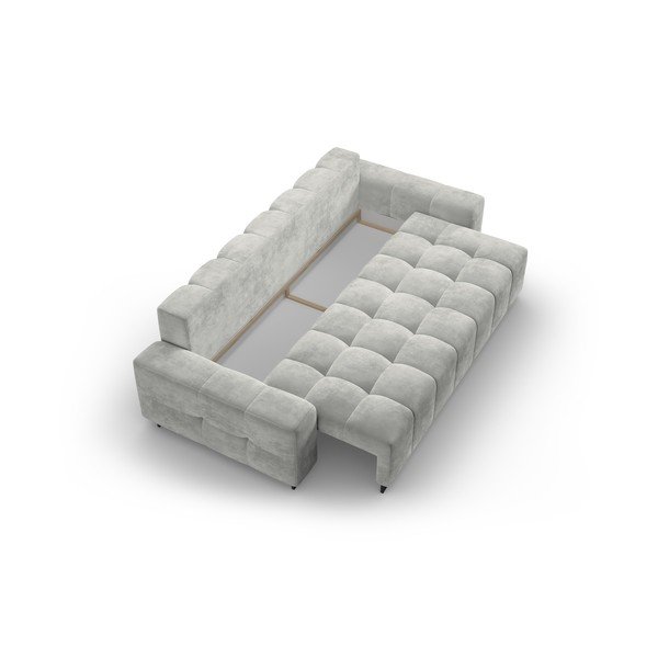 Šviesiai pilkos spalvos iš velveto sulankstoma/su sandėliavimo vieta sofa 250 cm Wicklow – Cosmopolitan Design-image-3