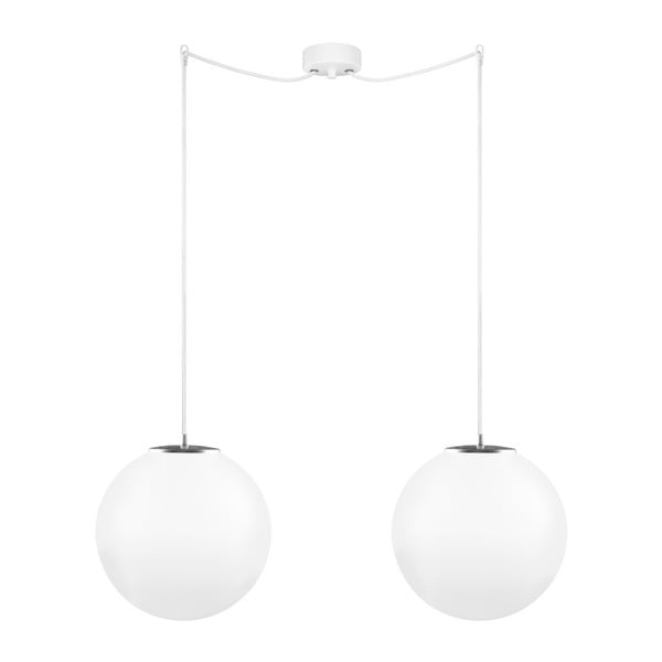 Baltos ir sidabrinės spalvos dvigubas pakabinamas šviestuvas su baltu kabeliu ir baltu lizdu "Sotto Luce Tsuki", Ø 30 cm