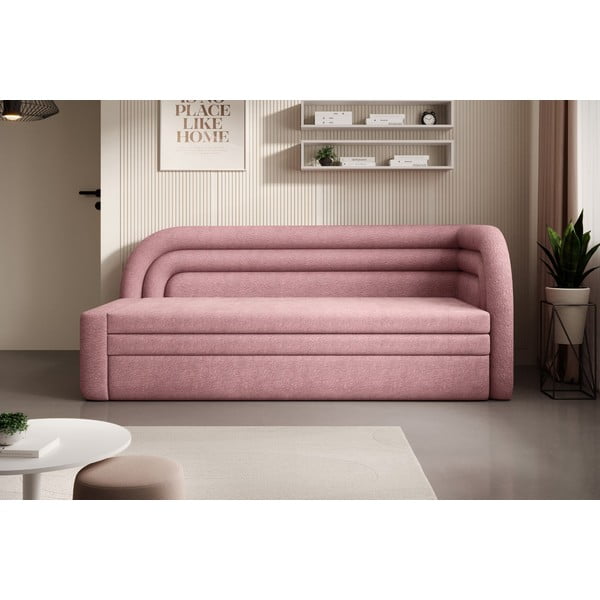 Rožinės spalvos iš šenilinio audinio sulankstoma/su sandėliavimo vieta sofa su dešiniuoju kampu 223 cm Fabillo – ELTAP-image-1