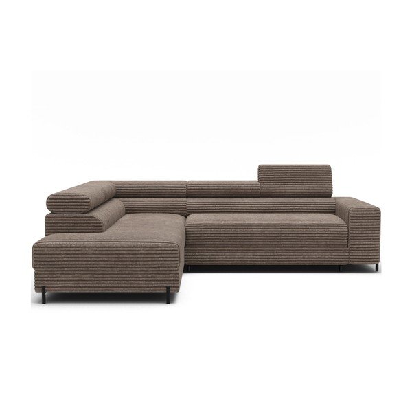 Rudos spalvos kampinė sofa iš kordinio velveto (su kairiuoju kampu/„L“ formos) Colesio – ELTAP