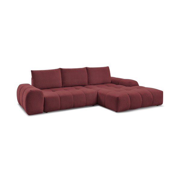 Bordo spalvos iš šenilinio audinio sulankstoma/su sandėliavimo vieta kampinė sofa (su dešiniuoju kampu/su gultu) Everest – Bobochic Paris-image-3