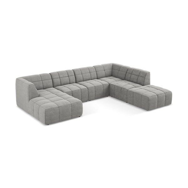 Pilkos spalvos kampinė sofa iš boucle („U“ formos) Aloha – Makamii-image-3