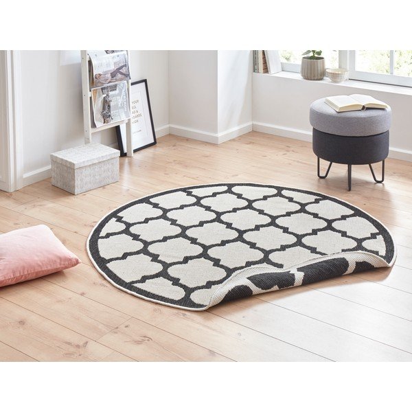 Juodos ir kreminės spalvos lauko kilimas NORTHRUGS Palermo, ⌀ 200 cm-image-1