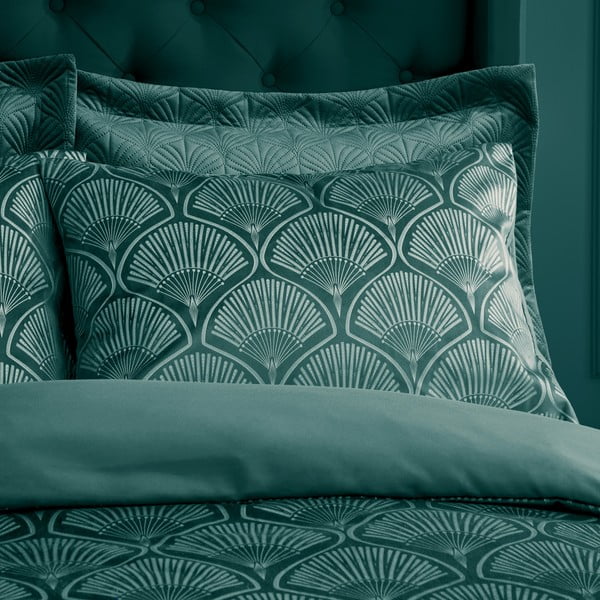 Dvigulė patalynė žalios spalvos 200x200 cm Art Deco Pearl – Catherine Lansfield-image-1
