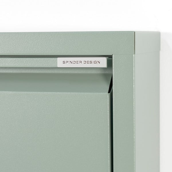 Pilkai žalios spalvos iš metalo atlenkiama spintelė batams 50x169x15 cm Billy – Spinder Design-image-4