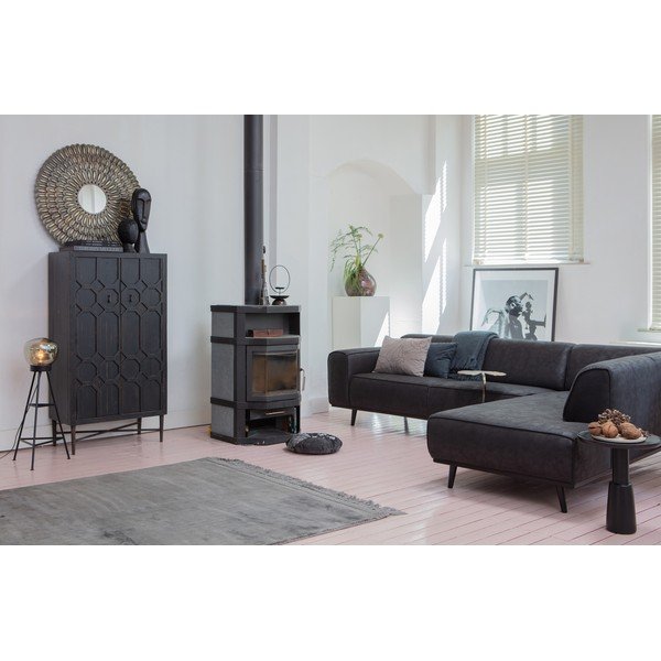 Juoda zomšinė kampinė sofa BePureHome Statement, dešinysis kampas-image-1