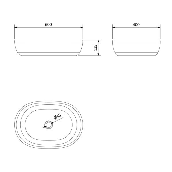 Iš keramikos praustuvas juodos spalvos/mėlynos spalvos 60x40 cm Priori – Sapho-image-3