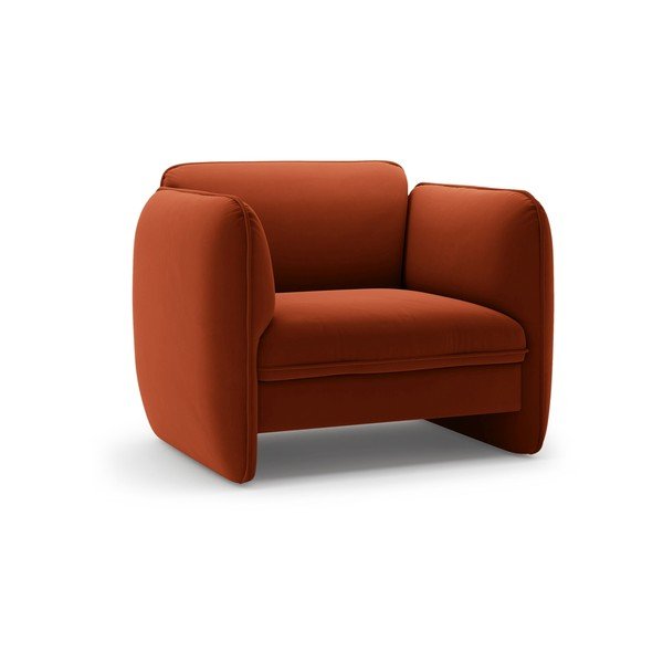 Raudonos plytų spalvos krėslas iš velveto Georgia – Micadoni 