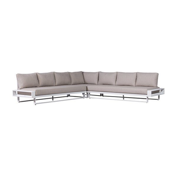 Iš aliuminio sodo sofa baltos spalvos/pilkos spalvos (su kairiuoju kampu) Flint – Exotan-image-3