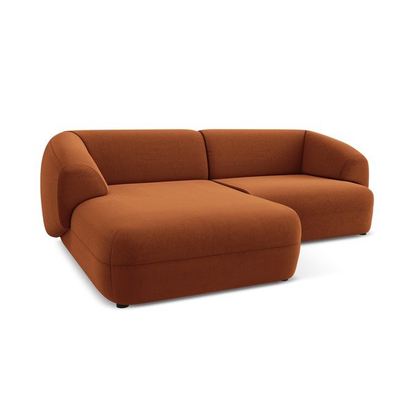 Oranžinės spalvos iš velveto kampinė sofa (su kairiuoju kampu) Moana – Makamii-image-3