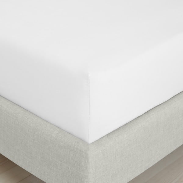Baltos spalvos iš medvilninio perkelio paklodė su guma 90x190 cm Cotton Percale – Bianca-image-3