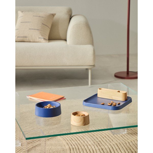 Skirta serviravimui tamsiai mėlynos spalvos/natūralios spalvos iš medienos maži dubenys 4 vnt. Bletz – Kave Home-image-1