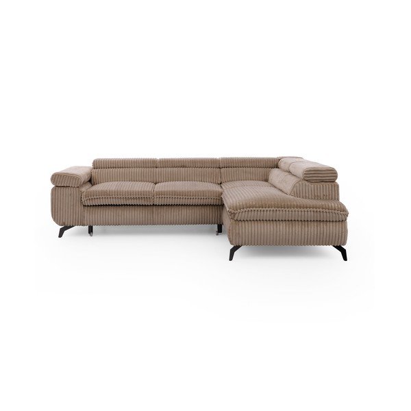 Rudos spalvos kampinė sofa iš kordinio velveto (su dešiniuoju kampu/„L“ formos) Marbeya  – Ropez