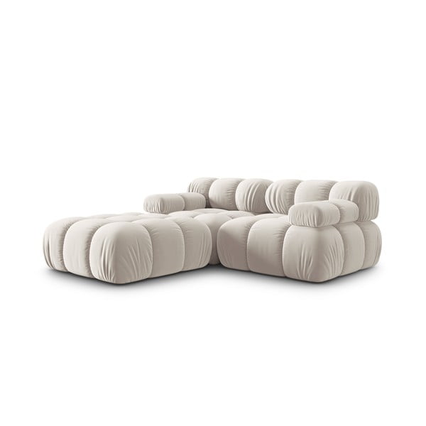 Iš velveto modulinė kampinė sofa smėlio spalvos (kintama) Bellis – Micadoni -image-3