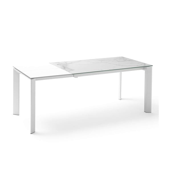 Pilkos ir baltos spalvos sulankstomas valgomojo stalas "Lisa Blanco", ilgis 140/200 cm