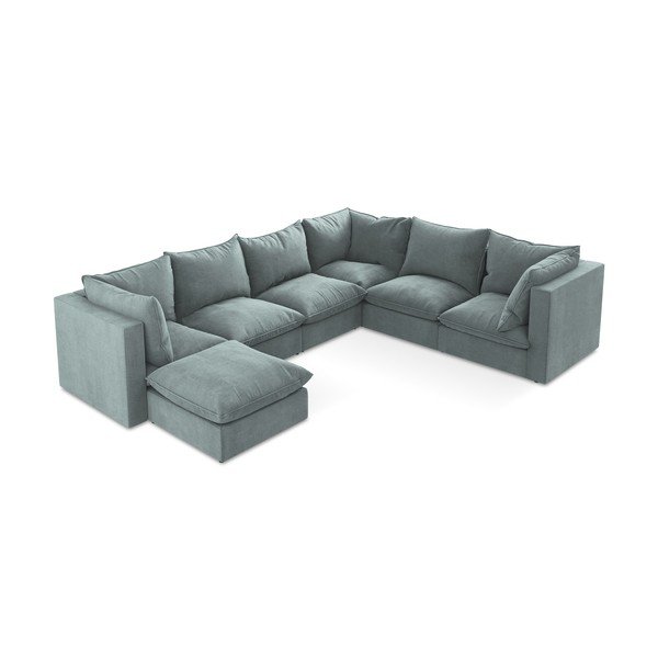 Mėlynos spalvos kampinė sofa (su dešiniuoju kampu/„U“ formos) Manao – Makamii-image-3