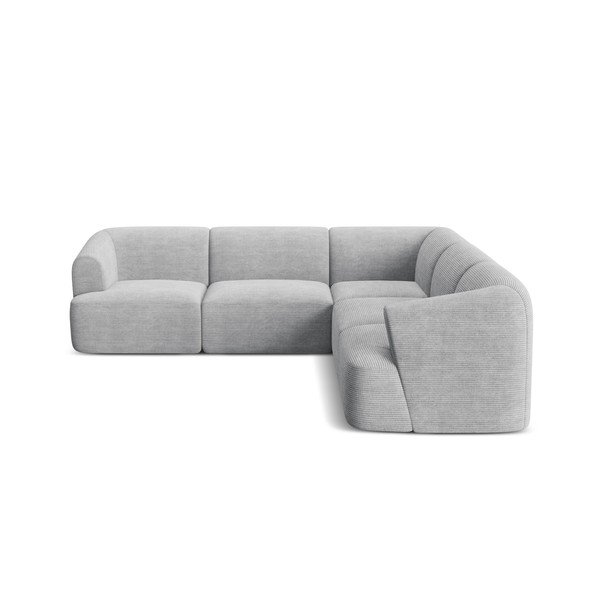 Šviesiai pilkos spalvos kampinė sofa iš kordinio velveto Campi – Cosmopolitan Design-image-2