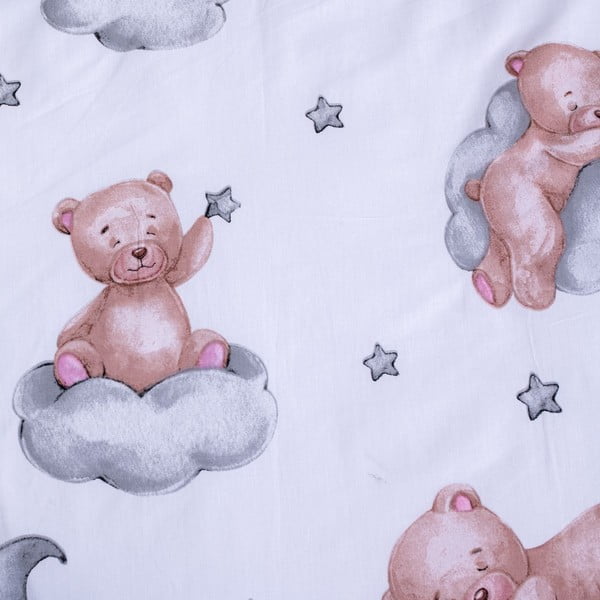 Baltos spalvos iš medvilnės vaikiška patalynė vaikiškai lovai 100x135 cm Teddy Bear "Ribbon" – Jerry Fabrics-image-4