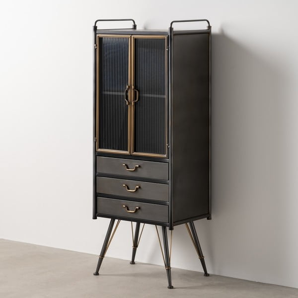 Iš metalo vitrina juodos spalvos 58x150 cm Brick – Ixia-image-3