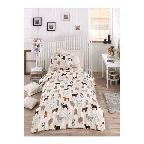 Viengulės lovos patalynė su paklode Dogs Pack, 160 x 220 cm