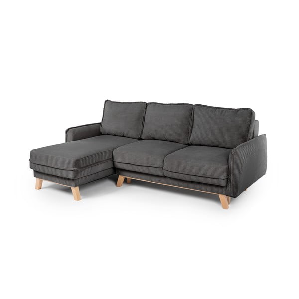 Sulankstoma (kintama) kampinė sofa pilkos spalvos iš kordinio velveto Tori – Bonami Selection-image-2