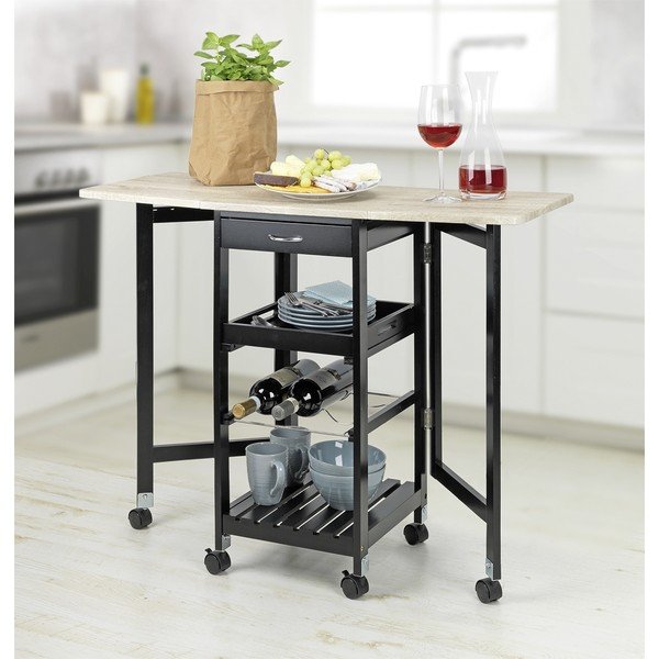 Vyno spintelė juodos spalvos/natūralios spalvos iš ąžuolo butelių skaičius 3, 97x77 cm – Maximex-image-1