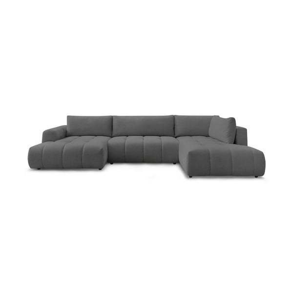 Tamsiai pilkos spalvos sulankstoma/su sandėliavimo vieta kampinė sofa (su dešiniuoju kampu/„U“ formos) Fuji – Bobochic Paris